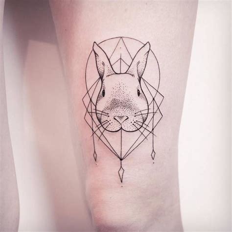 geometric bunny tattoo|Top 10 rabbit geometric tattoo ideas and inspiration